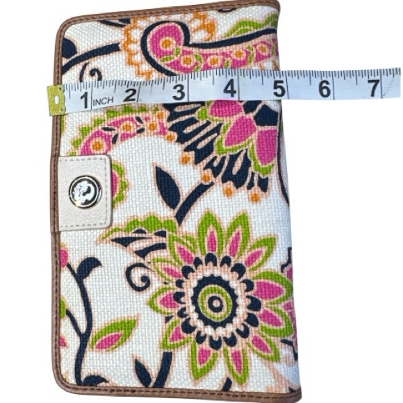 Spartina 449 High Ebb Snap Fold Natural Linen Genuine Leather Wallet - Picture 6 of 7